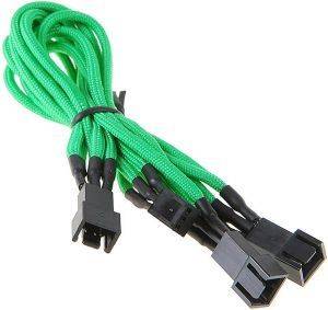 BITFENIX 3-PIN TO 3X 3-PIN ADAPTER 60CM - SLEEVED GREEN/BLACK