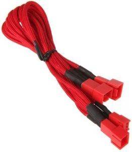 BITFENIX 3-PIN TO 3X 3-PIN ADAPTER 60CM - SLEEVED RED/RED
