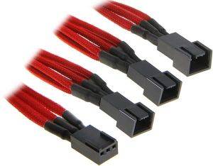 BITFENIX 3-PIN TO 3X 3-PIN ADAPTER 60CM - SLEEVED RED/BLACK