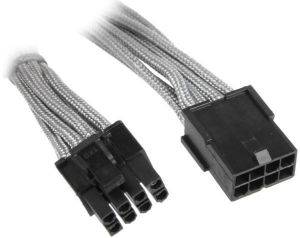 BITFENIX 6+2-PIN PCIE EXTENSION 45CM - SLEEVED SILVER/BLACK