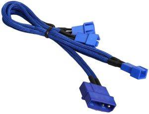 BITFENIX MOLEX TO 3X 3-PIN 5V ADAPTER 20CM - SLEEVED BLUE/BLUE