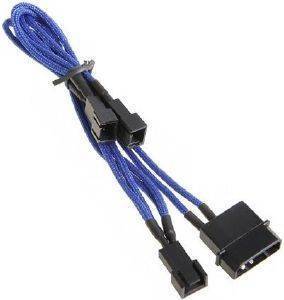 BITFENIX MOLEX TO 3X 3-PIN 5V ADAPTER 20CM - SLEEVED BLUE/BLACK