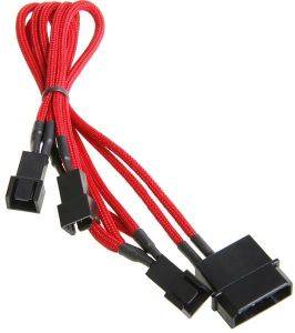 BITFENIX MOLEX TO 3X 3-PIN 5V ADAPTER 20CM - SLEEVED RED/BLACK