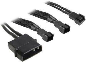 BITFENIX MOLEX TO 3X 3-PIN 5V ADAPTER 20CM - SLEEVED BLACK/BLACK