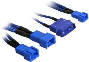 BITFENIX MOLEX TO 3X 3-PIN 7V ADAPTER 20CM - SLEEVED BLUE/BLUE