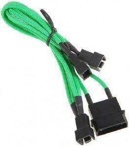 BITFENIX MOLEX TO 3X 3-PIN 7V ADAPTER 20CM - SLEEVED GREEN/BLACK