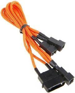 BITFENIX MOLEX TO 3X 3-PIN 7V ADAPTER 20CM - SLEEVED ORANGE/BLACK