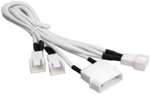 BITFENIX MOLEX TO 3X 3-PIN 7V ADAPTER 20CM - SLEEVED WHITE/WHITE