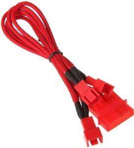 BITFENIX MOLEX TO 3X 3-PIN ADAPTER 20CM - SLEEVED RED/RED