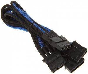 BITFENIX MOLEX TO 3X MOLEX ADAPTER 55CM - SLEEVED BLACK./BLUE