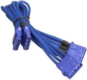 BITFENIX MOLEX TO 3X MOLEX ADAPTER 55CM - SLEEVED BLUE/BLUE