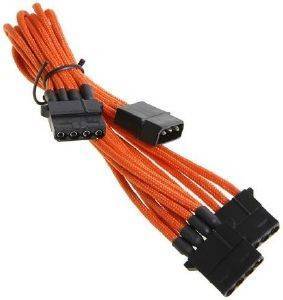 BITFENIX MOLEX TO 3X MOLEX ADAPTER 55CM - SLEEVED ORANGE/BLACK