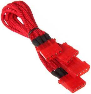 BITFENIX MOLEX TO 3X MOLEX ADAPTER 55CM - SLEEVED RED/RED