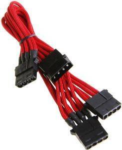 BITFENIX MOLEX TO 3X MOLEX ADAPTER 55CM - SLEEVED RED/BLACK