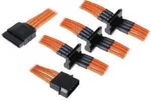 BITFENIX MOLEX TO 4X SATA ADAPTER 20CM - SLEEVED ORANGE/BLACK