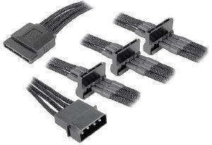 BITFENIX MOLEX TO 4X SATA ADAPTER 20CM - SLEEVED BLACK/BLACK