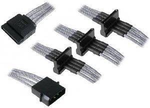 BITFENIX MOLEX TO 4X SATA ADAPTER 20CM - SLEEVED SILVER/BLACK BITFENIX MOLEX TO 4X SATA ADAPTER 20CM - SLEEVED SILVER/BLACK