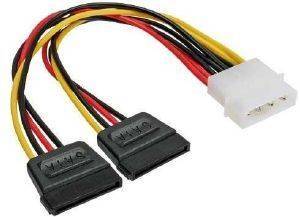 INLINE 4-PIN MOLEX POWER Y-CABLE TO 2XSATA POWER 0.15M