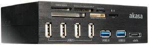 AKASA AK-HC-05BKV2 INTERCONNECT PRO 5.25\'\' USB PANEL WITH CARD READER AND ESATA BLACK