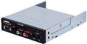 SILVERSTONE FP35B 3.5\'\' DEVICE BAY CARD READER WITH I/O PORTS BLACK WITH EXTRA SILVER PANEL