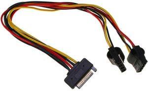 INLINE SATA POWER-Y-CABLE TO 2X4-PIN MOLEX 30CM