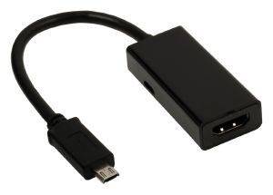 VALUELINE VLMP39001B0.20 MHL ADAPTER CABLE USB 11-PIN MICRO B TO HDMI+USB MICRO B M/F 0.20M BLACK