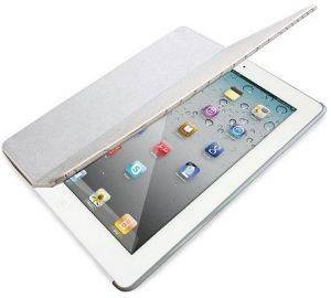 PURO BOOKLET COVER IPAD2/NEW IPAD WITH MAGNETE & STAND UP ECO-LEATHER SILVER