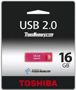 TOSHIBA TRANSMEMORY MINI 16GB USB2.0 FLASH DRIVE RED ROSE