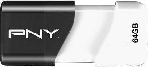 PNY COMPACT ATTACHE 64GB USB2.0 FLASH DRIVE WHITE/BLACK