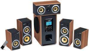 GENIUS SW-HF5.1 5200 SIX-PIECE WOODEN HOME THEATER SPEAKER WITH MP3 DECODER