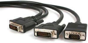 STARTECH DVI-I MALE TO DVI-D MALE AND HD15 VGA MALE VIDEO SPLITTER CABLE 1.8M