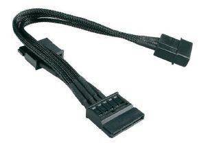 NZXT MOLEX TO 2X SATA ADAPTER 20CM BLACK HSG - SLEEVED BLACK