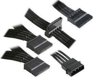 NZXT MOLEX TO 4X SATA ADAPTER 20CM BLACK HSG - SLEEVED BLACK