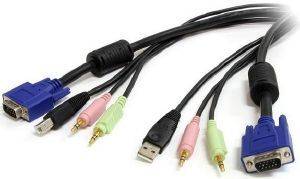 STARTECH 4-IN-1 USB VGA KVM SWITCH CABLE WITH AUDIO AND MICROPHONE 1.8M