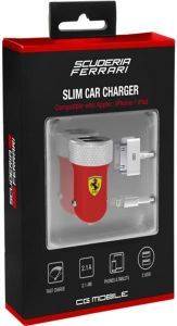 FERRARI SLIM CAR CHARGER DUAL USB 2100MAH FOR APPLE RED FERRARI SLIM CAR CHARGER DUAL USB 2100MAH FOR APPLE RED