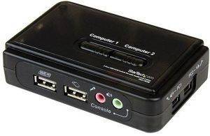 STARTECH 2-PORT BLACK USB KVM SWITCH KIT WITH AUDIO AND CABLES