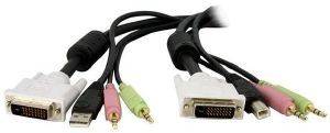 STARTECH 4-IN-1 USB DUAL LINK DVI-D KVM SWITCH CABLE W/ AUDIO & MICROPHONE 4.5M