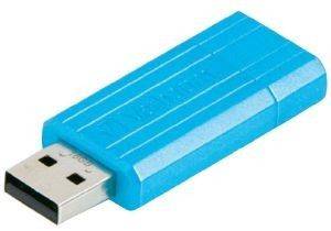 VERBATIM 49068 PINSTRIPE 16GB USB DRIVE CARIBBEAN BLUE