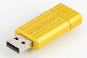 VERBATIM 49066 PINSTRIPE 16GB USB DRIVE YELLOW