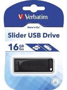 VERBATIM 98696 SLIDER 16GB USB2.0 DRIVE BLACK