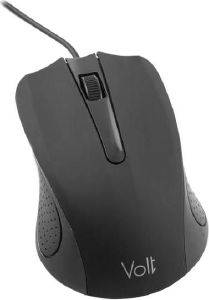 VOLT BASIC WIRED USB OPTICAL MOUSE BLACK - RUBBER COATED