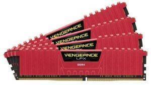 RAM CORSAIR CMK16GX4M4B3200C16R VENGEANCE LPX RED 16GB (4X4GB) DDR4 3200MHZ QUAD CHANNEL KIT