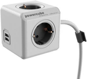 ALLOCACOC POWERCUBE EXTENDED USB INCL. 1.5M CABLE GREY TYPE F
