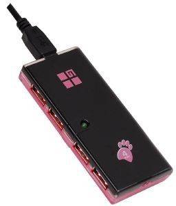 G-CUBE A4-GUL-54P LUX LEOPARD PINK 4-PORT USB HUB