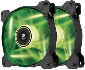 CORSAIR AIR SERIES SP120 LED GREEN HIGH STATIC PRESSURE 120MM FAN DUAL PACK