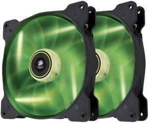 CORSAIR AIR SERIES SP140 LED GREEN HIGH STATIC PRESSURE 140MM FAN TWIN PACK