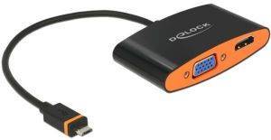 DELOCK 65561 ADAPTER SLIMPORT/MYDP MALE TO HDMI/VGA FEMALE + MICRO USB FEMALE
