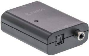 KONIG KNACO2502 2-WAY DIGITAL AUDIO CONVERTER TOSLINK OPTICAL FEMALE + S/PDIF RCA FEMALE DARK GREY