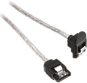 INLINE SATA III CABLE ROUND ANGLED TRANSPARENT 0.3M