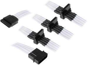 BITFENIX MOLEX TO 4X SATA ADAPTER 80CM - SLEEVED BLACK/WHITE